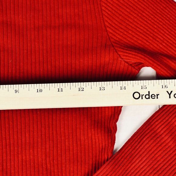 E.Y.E Sweater Red Crew Neck Ribbed Long Sleeve Stretch Normcore Ladies - Picture 9 of 13